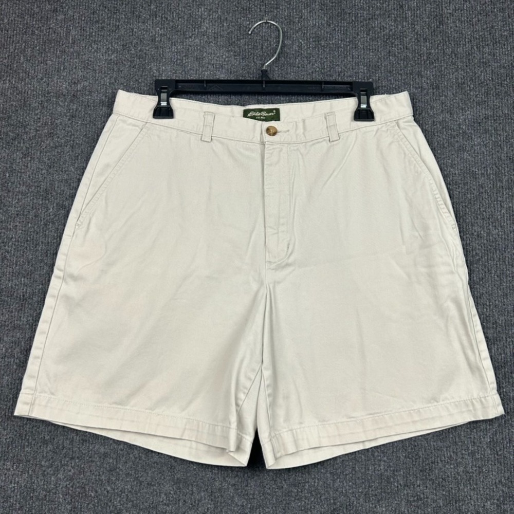 Eddie Bauer Women's 12 Shorts Classic Beige Casual Chino Flat Front Casual